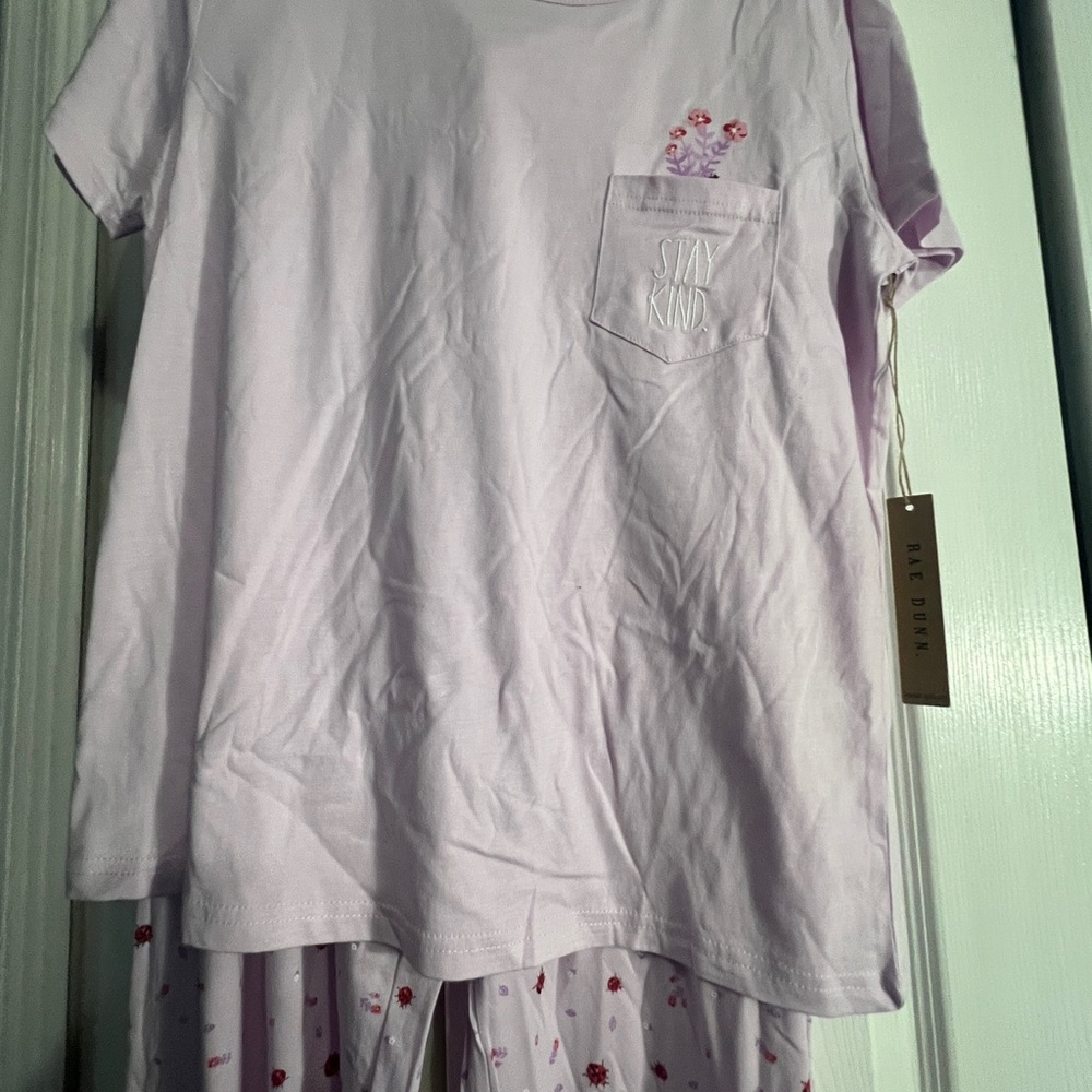Rae Dunn Pink Pajama Set with Floral Pattern - Picture 3 of 13